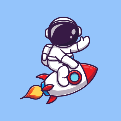 spaceman on a rocket logo